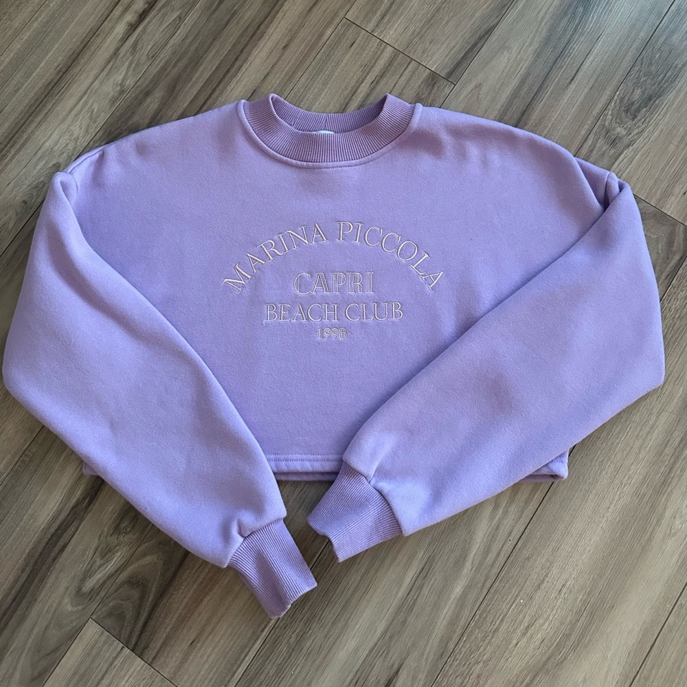 Beginning Boutique Lavender Cropped Sweater